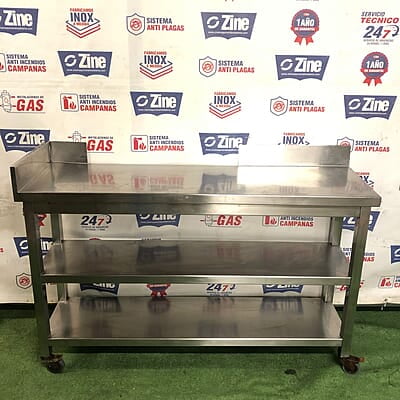 Mesa inox para esquina 140x38x87cm Mesa inox para esquina 140x38x87cm