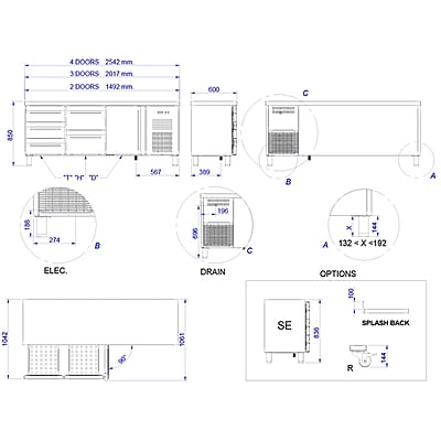 Mesa Snack Serie 600 refrigerada con cajones MPS-150 HC HD Mesa Snack Serie 600 refrigerada con cajones MPS-150 HC HD