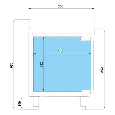 INFRICOOL MESA FONDO 700 3 PUE CRISTAL