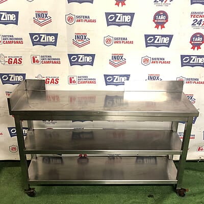 Mesa inox para esquina 140x38x87cm Mesa inox para esquina 140x38x87cm