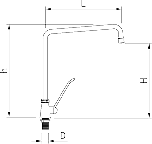 Grifo monomando de codo con caño elevado Grifo monomando de codo con caño elevado