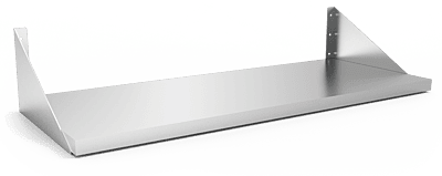 Estante inox mural con cartelas vueltas 140x40 cm