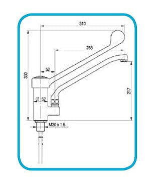 Grifo monomando 2 aguas codo Grifo monomando 2 aguas codo