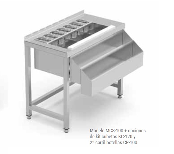 Mesa coctelera con estante cuba derecha MCE-100 Mesa coctelera con estante cuba derecha MCE-100