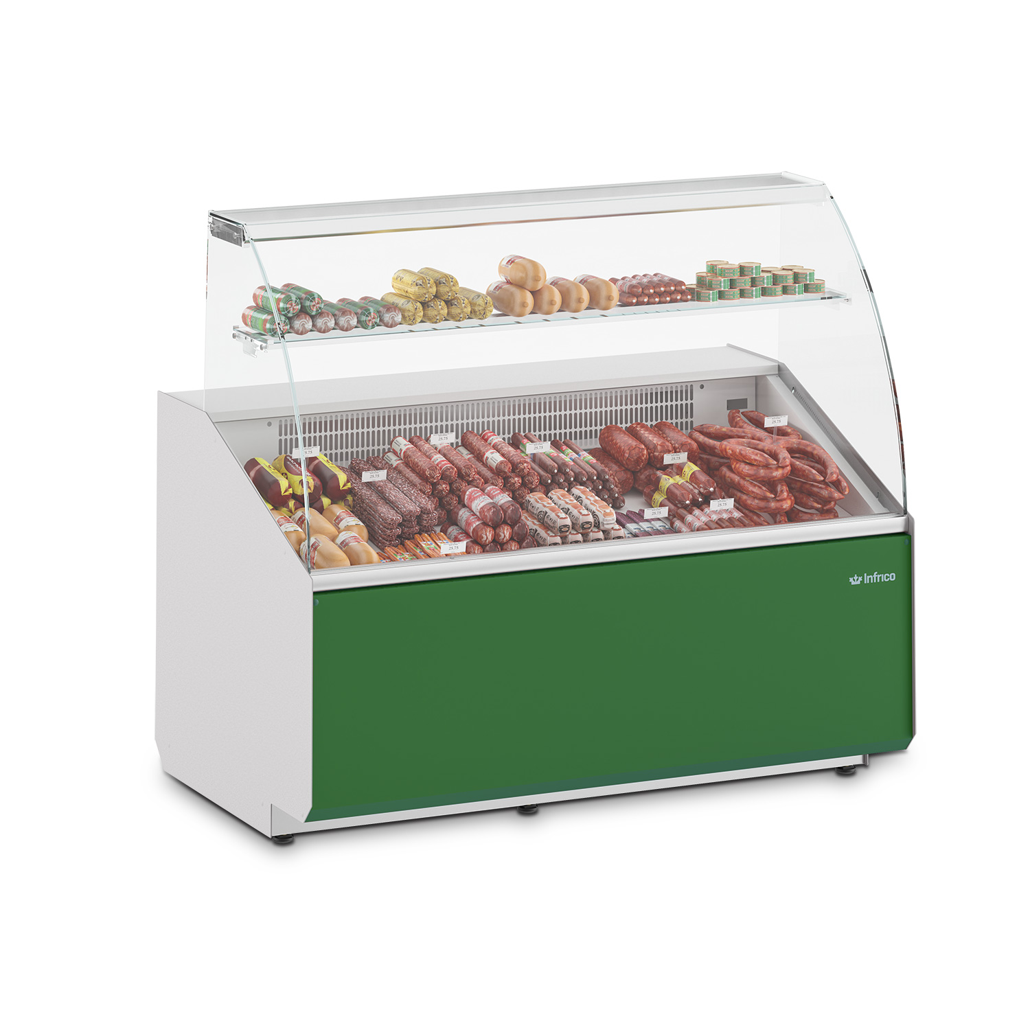 Vitrina expositora estática. Serie VJU 1881mm cristal curvo