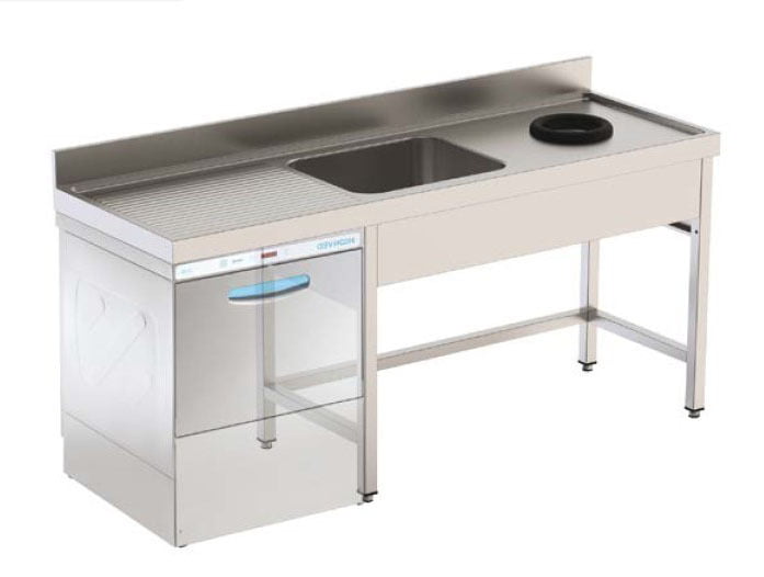 Fregadero con agujero de desbroce y huevo lavavajillas F.600 1800 derecha Fregadero con agujero de desbroce y huevo lavavajillas F.600 1800 derecha